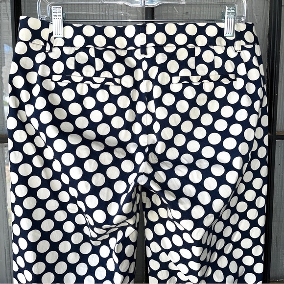 J. Crew “stretch” ankle pants, City Fit style, navy blue with white polka dots - Picture 7 of 11